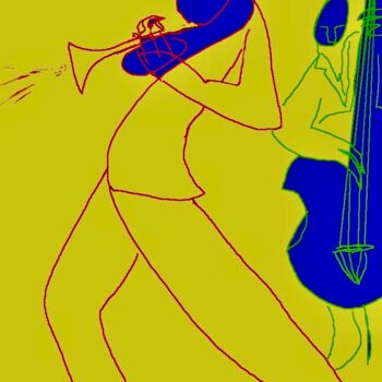 Digital Arts titled "trumpet dude" by Simon Taylor, Original Artwork, Digital Painting