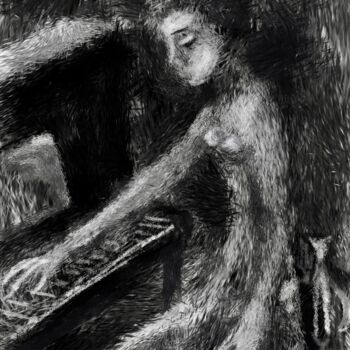 Arte digitale intitolato "girl at piano" da Simon Taylor, Opera d'arte originale, Pittura digitale