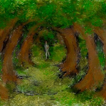 Digital Arts titled "walk in forest" by Simon Taylor, Original Artwork, Digital Painting