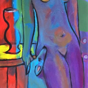 Painting titled "woman & dog 3" by Simon Taylor, Original Artwork, Acrylic