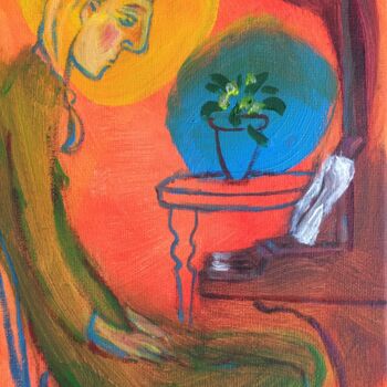 Painting titled "girl at piano 4" by Simon Taylor, Original Artwork, Acrylic