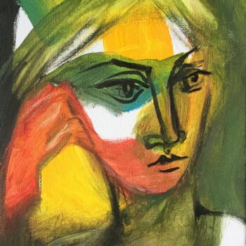Peinture intitulée "female head 4" par Simon Taylor, Œuvre d'art originale, Acrylique