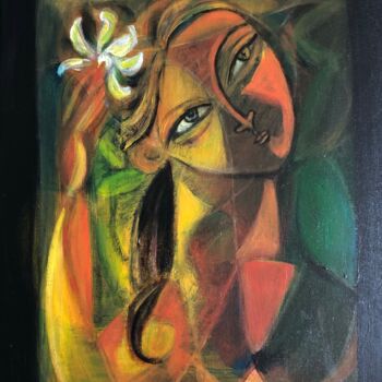 Painting titled "flower/girl" by Simon Taylor, Original Artwork, Acrylic