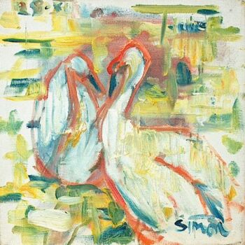 Painting titled "Swans" by Simon Taylor, Original Artwork