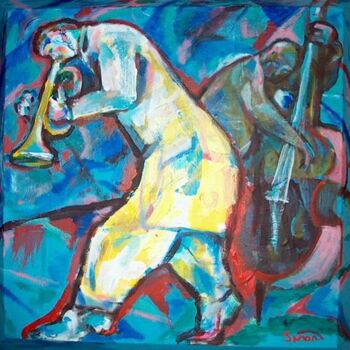 Painting titled "Jazz Duo 7" by Simon Taylor, Original Artwork