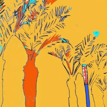 Dessin intitulée "Palm Trees" par Simon Taylor, Œuvre d'art originale