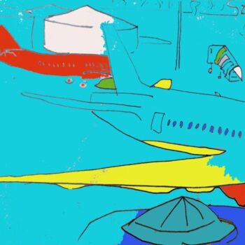 Dessin intitulée "Airport" par Simon Taylor, Œuvre d'art originale