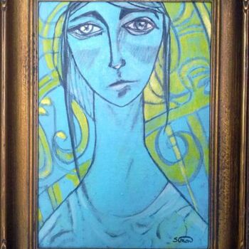 Painting titled "bleu clair" by Simon Taylor, Original Artwork, Oil
