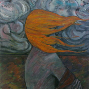 Painting titled "girl and storm" by Simon Taylor, Original Artwork