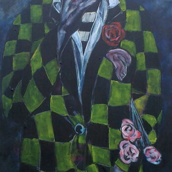 Painting titled "clown smoking" by Simon Taylor, Original Artwork