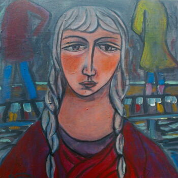 Painting titled "shop girl" by Simon Taylor, Original Artwork