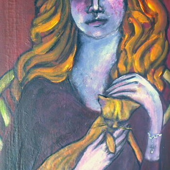 Painting titled "woman with cat (8)" by Simon Taylor, Original Artwork
