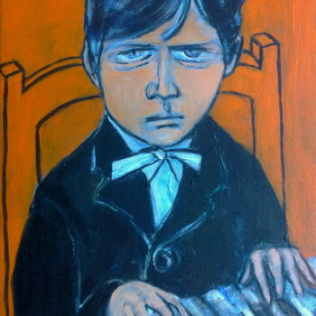 Painting titled "boy at piano" by Simon Taylor, Original Artwork