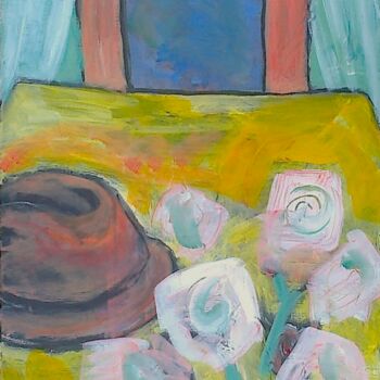 Painting titled "hat & flowers" by Simon Taylor, Original Artwork