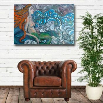 Painting titled "mermaid and the sai…" by Simon Taylor, Original Artwork