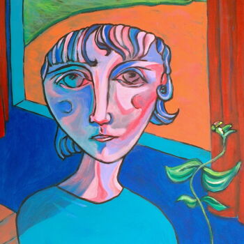 Painting titled "girl at window" by Simon Taylor, Original Artwork