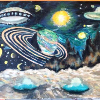 Painting titled "Space 3 D" by Anna Simonova, Original Artwork, Oil