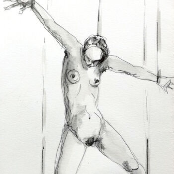 Dibujo titulada "Nudo #3" por Simona Barreca, Obra de arte original, Tinta