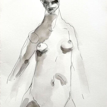 Dessin intitulée "Nudo #4" par Simona Barreca, Œuvre d'art originale, Encre