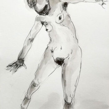 Dessin intitulée "Nudo #5" par Simona Barreca, Œuvre d'art originale, Encre