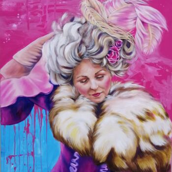 Pintura titulada "la piuma rosa" por Simona Rovesti, Obra de arte original, Oleo Montado en Bastidor de camilla de madera