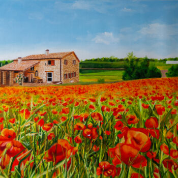 Painting titled "The House by the Po…" by Simona Tsvetkova, Original Artwork, Oil