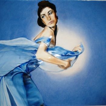 Ζωγραφική με τίτλο "girl in blue dress" από Simona Timofei, Αυθεντικά έργα τέχνης