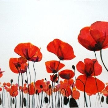 Pittura intitolato "poppy field" da Simona Timofei, Opera d'arte originale