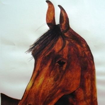 Peinture intitulée "brown horse" par Simona Timofei, Œuvre d'art originale
