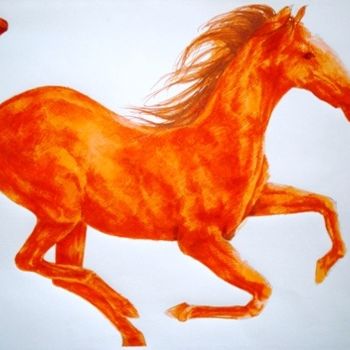 Schilderij getiteld "orange" door Simona Timofei, Origineel Kunstwerk