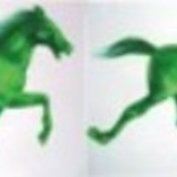 Painting titled "green horse running" by Simona Timofei, Original Artwork