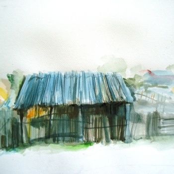Картина под названием "old house" - Simona Timofei, Подлинное произведение искусства