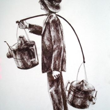 Schilderij getiteld "water boy" door Simona Timofei, Origineel Kunstwerk
