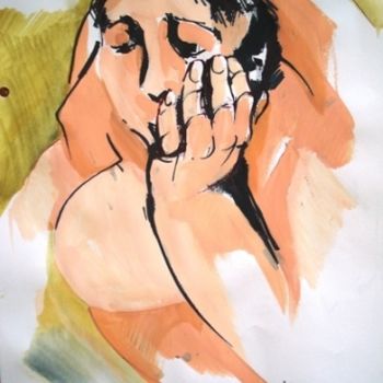 Malerei mit dem Titel "thinking woman" von Simona Timofei, Original-Kunstwerk
