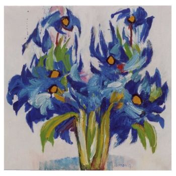 Painting titled "Bouquet Iris A    A…" by Any Criss  Any Simon, Original Artwork, Oil