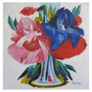 Painting titled "Iris PivoinesVase A…" by Any Criss  Any Simon, Original Artwork, Oil