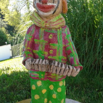 Sculpture titled "clown" by Simone Collet, Original Artwork, Terra cotta