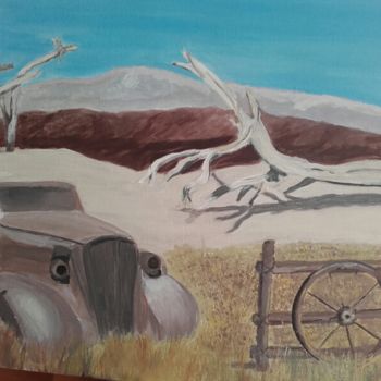 Pintura titulada "Désert épave améric…" por Simone Collet, Obra de arte original, Acrílico Montado en Bastidor de camilla de…