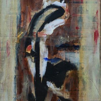Malerei mit dem Titel "La femme et l'oisea…" von Simone Cros-Morea, Original-Kunstwerk, Acryl Auf Keilrahmen aus Holz montie…