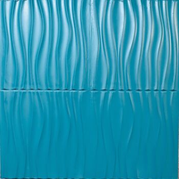 「Turquoise 01」というタイトルの彫刻 Simone De Rosaによって, オリジナルのアートワーク, 樹脂 ウッドパネルにマウント