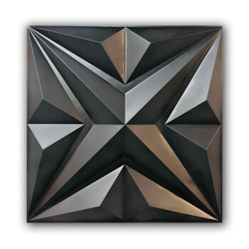 Sculptuur getiteld "Black Corners" door Simone De Rosa, Origineel Kunstwerk, Acryl Gemonteerd op Houten paneel