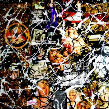 Collages titled "DEDICATO A GIANNI" by Simone Lazzarini, Original Artwork, Enamel Mounted on Wood Panel