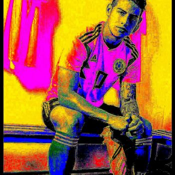 Digital Arts titled "James Rodriguez YLW" by Simone Lazzarini, Original Artwork, Digital Print