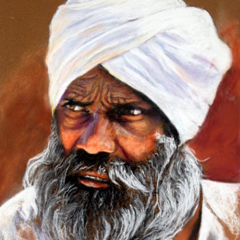 Peinture intitulée "247-Portrait-d'Inde…" par Simone Mugnier, Œuvre d'art originale, Pastel