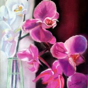 Schilderij getiteld "288-orchidees-un-bo…" door Simone Mugnier, Origineel Kunstwerk, Pastel