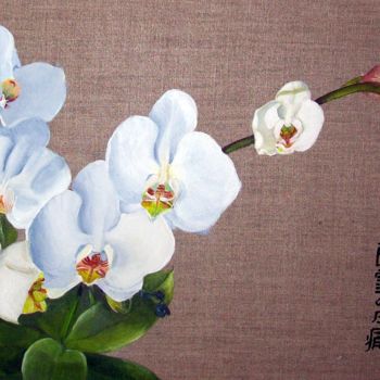 Painting titled "279 - Orchidées ten…" by Simone Mugnier, Original Artwork, Acrylic