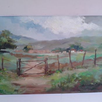 Pintura intitulada "Porteira  da Fazenda" por Simone Pigiani, Obras de arte originais, Óleo