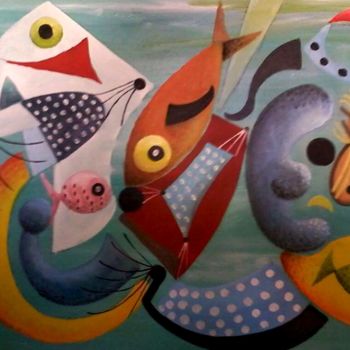Peinture intitulée "cardume" par Domingos Siniscalchi Neto, Œuvre d'art originale, Huile