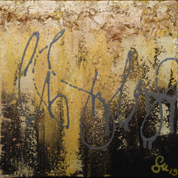 Malerei mit dem Titel "Goldexplosion" von Simone Urbanietz-Preiss, Original-Kunstwerk, Acryl