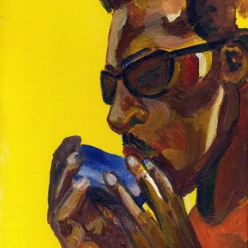 Painting titled "Harmonica Stevie" by Simone, Original Artwork, Acrylic